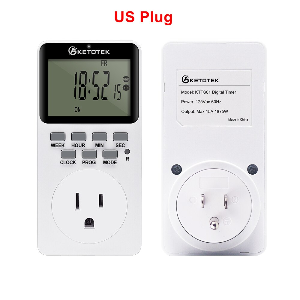 Eu Plug Timer Schakelaar Socket Programmeerbare Timing Socket Zomer Tijdsinstelling 12/24 Uur Swithcing Met Countdown Functie: US Type