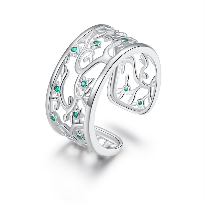 Wostu Cocktail Ring 925 Sterling Silver Tree Of Life Stapelbaar Vinger Ringen Voor Vrouwen Mode Bruiloft Sieraden CTR125: Default Title