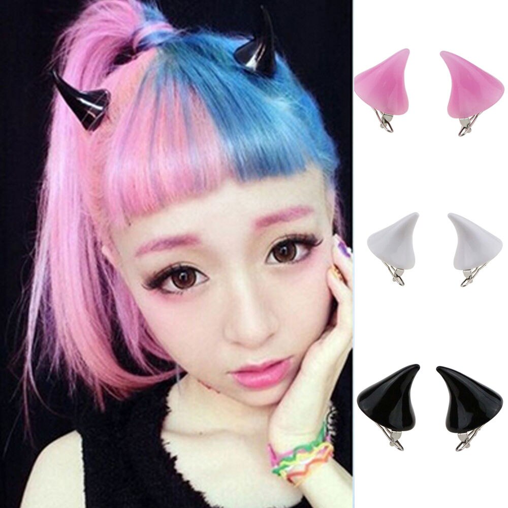 1pair Girl Halloween Stereo Devil Horns Ears Hairpins Barrettes Hair Head Bands Clip Hairgrips headband Headwear Accessories