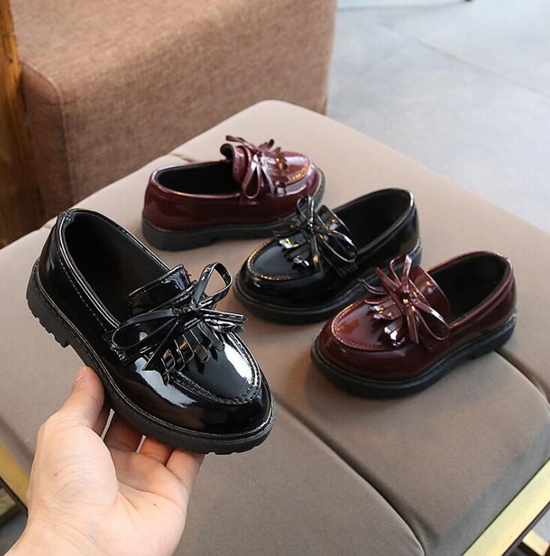 Brand Spring Autumn Boys Girls Children PU leather Loafers shoes fringe oxford brand tassel bowknot flats shoes Size 21-36