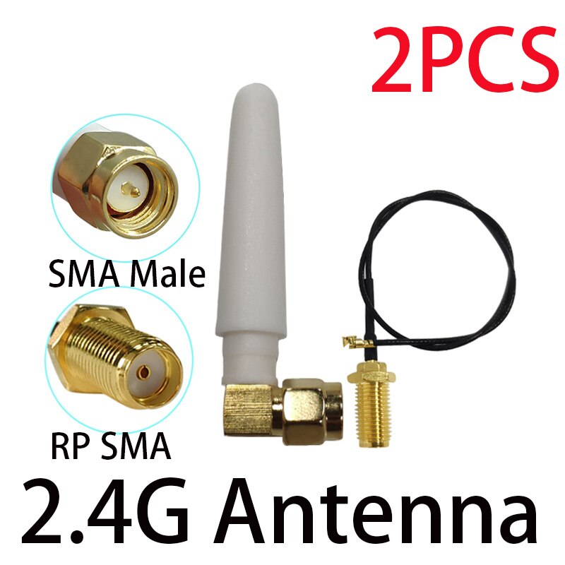 2.4 ghz antenne 2 stk wifi sma han hunstik 2 ~ 3 dbi 2.4 iot antenne wi fi lille størrelse antenne hvid antenner antenner router: 2 stk mc