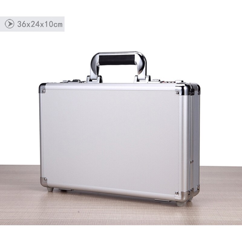 360*240*100mm Portable Lock Box Aluminum Alloy Toolbox Document Insurance Household Storage Box Metal Box with Lock Trumpet: Silver