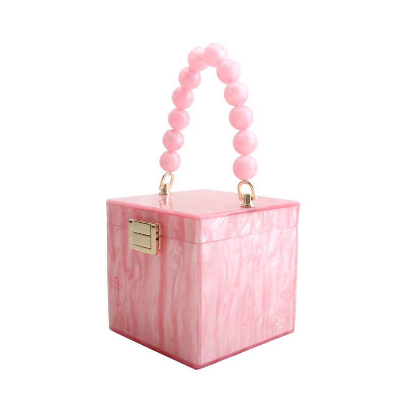 Bolsa de acrílico pequeno quadrado saco de noite pérola lidar com saco de jantar feminina alta qualidade design da marca saco de festa