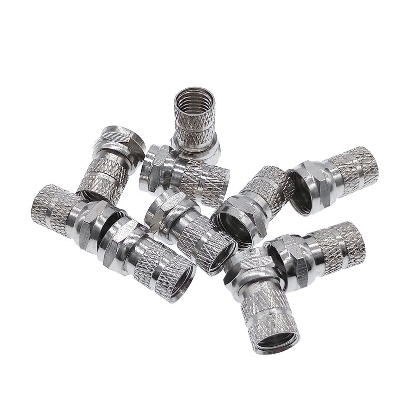 Conectores de Cable Coaxial tipo F, 10 piezas, 75-5, materiales de latón, conectores de línea única, conector F