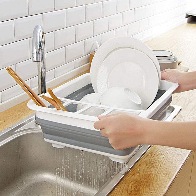Collapsible Dish Drying Rack Portable Dinnerware Organizer for Kitchen Storage Counter RV Campers
