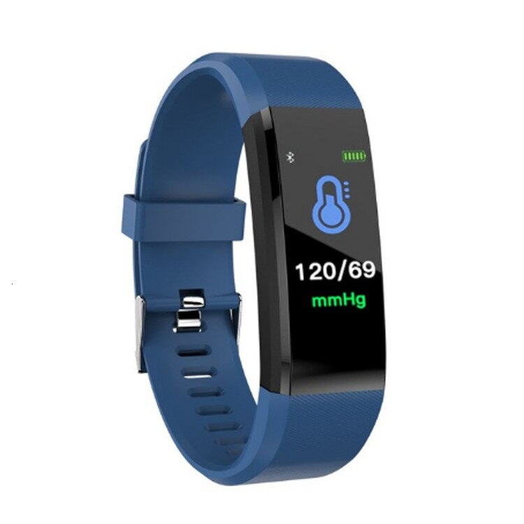 115 plus armbånd sundhedsarmbånd puls blodtryk smart band vandtæt fitness tracker smart band ur mænd kvinder 1eh: Blå