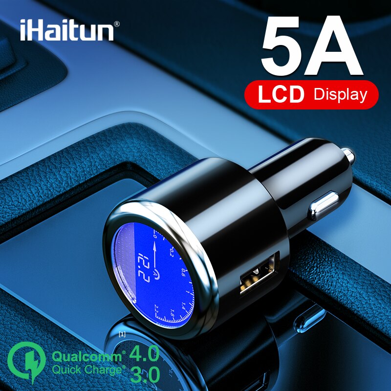IHaitun Luxe LCD 4.8A USB Autolader Voor Samsung S9 S10 Quick USB 3.0 3.1 Fast Charge Voor iPhone Xiaomi redmi K20 Oneplus 7 X