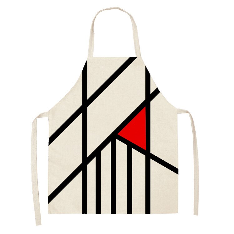 Creatieve Geometrische Patroon Schort Keuken Linnen Schort Vlekbestendig Mouwloze Halter Bib Chef Kok Dragen Kapper Bib: 9 / 47x38cm Kids size