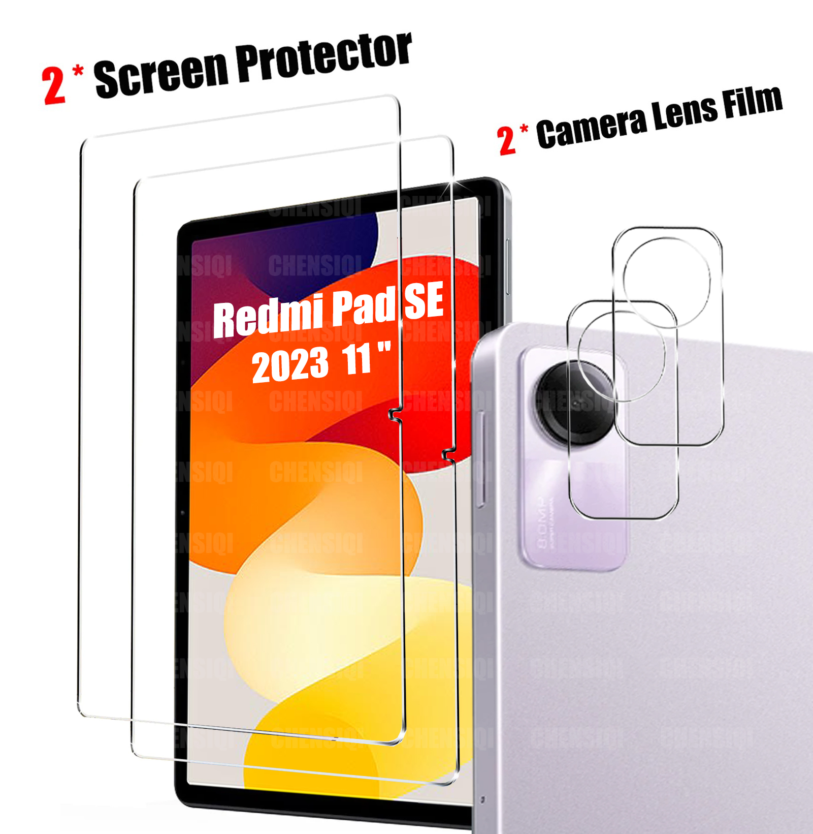 Screenprotector voor Xiaomi Redmi Pad SE (11 inch) 2023 Tablet Gehard glas Film Achteruitrijcamerabeschermer Anti-val/Anti-kras: Blauw