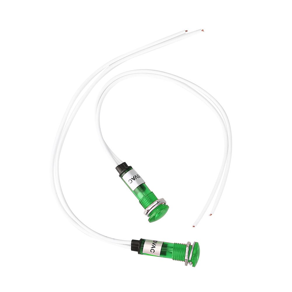 10pcs/set Car Boat LED Warning Dashboard Signal Lights Instrument Pilot Lamp 220V 10mm: Green