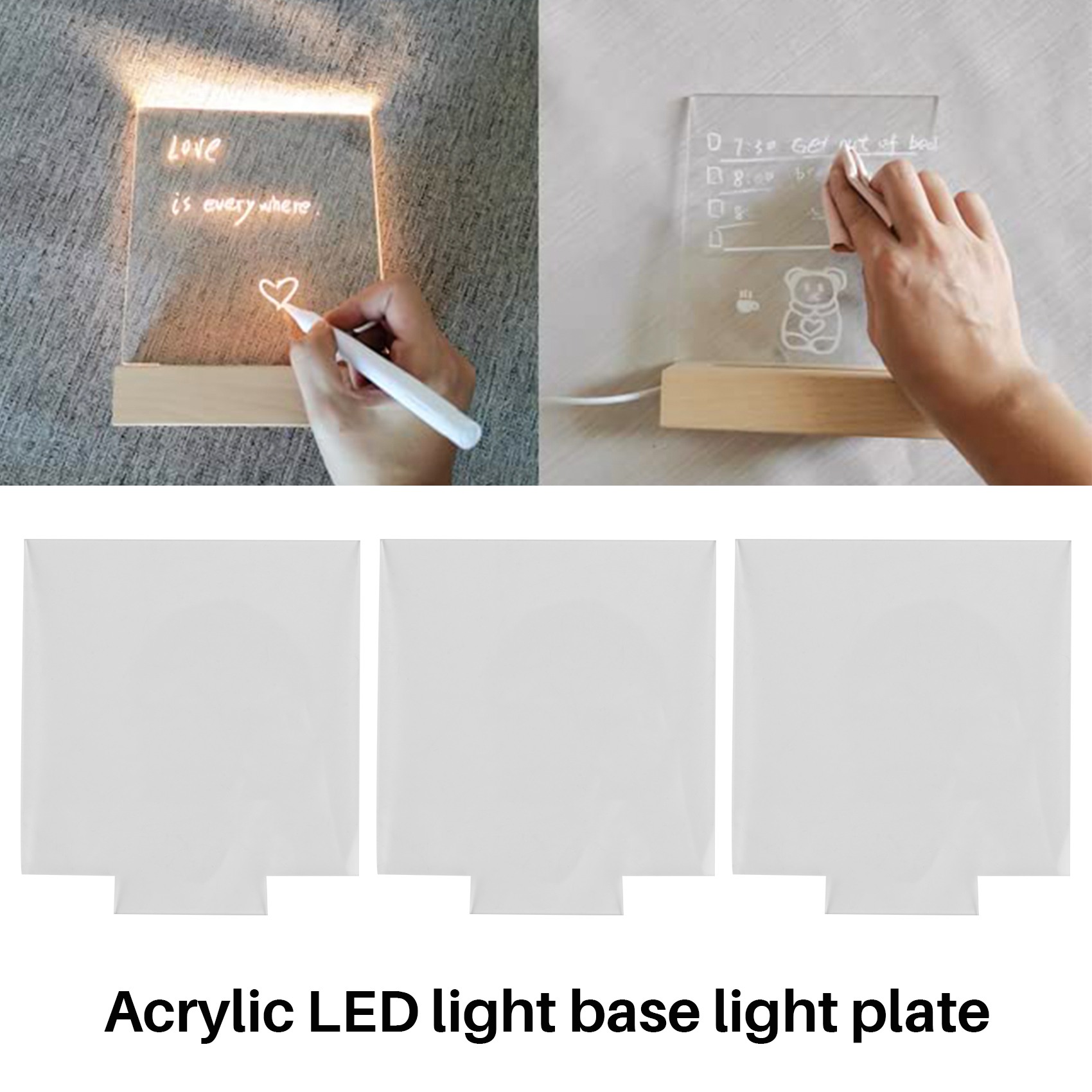 ABUN-Acrylic Sheet Clear Cast For LED Light Base Table Signs DIY Display Projects Craft Led Lights For Projects 6 Pieces: Default Title