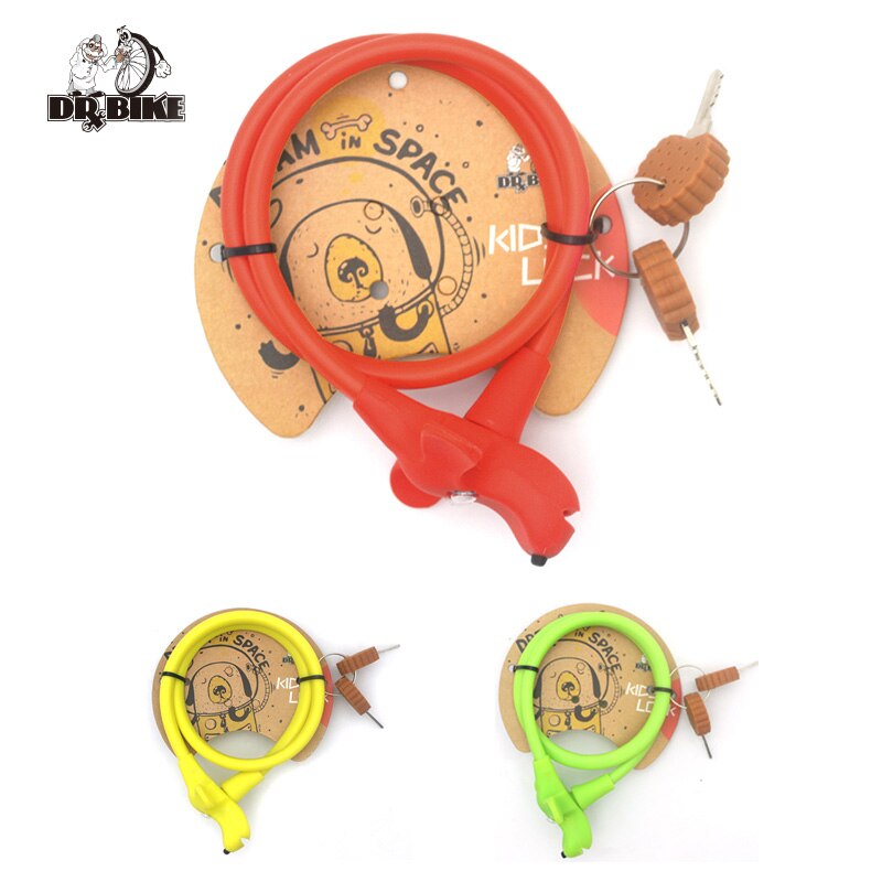 Dr Bike-candado para Cable de bicicleta para niños, con superficie de silicona, de acero, antirrobo, bonito, accesorios para bicicleta