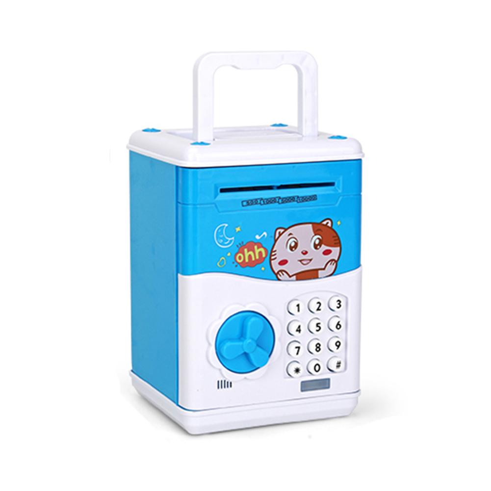 Spaarpot ATM Mini Spaarpot Veiligheid Cartoon Wachtwoord Kauwen Coin Cash Storting Machine Voor Kinderen Kids: Blue