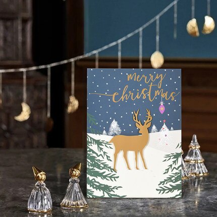 Gold Stamping Ornament Christmas Card 3D handmade Season&#39;s Greeting Invitation Card Business: 2104-01
