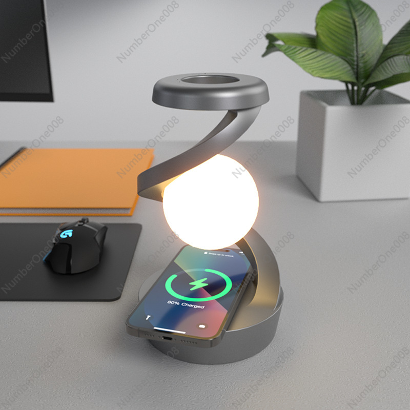 Rotating Suspension Desk Light RGB Ambient Light Mobile Phone Wireless Charging Night Light