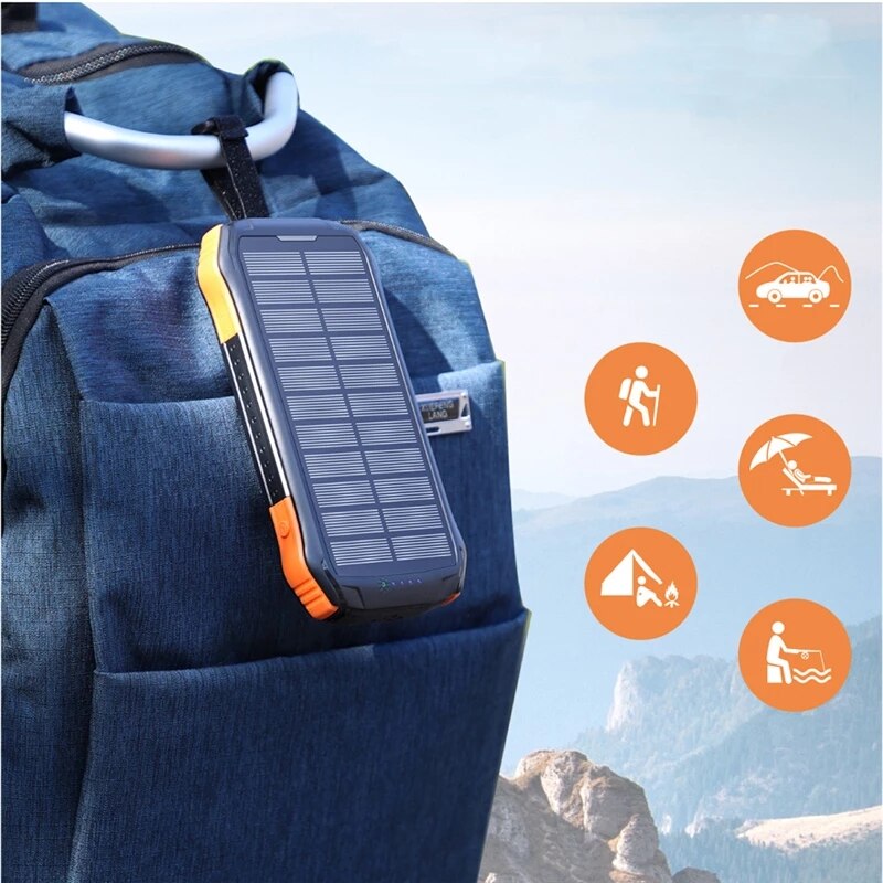 Waterdichte Powerbank Solar Power Bank 80000Mah Draagbare Externe Batterij Oplader Voor Iphone Xiaomi Mi Samsung Zonnelader