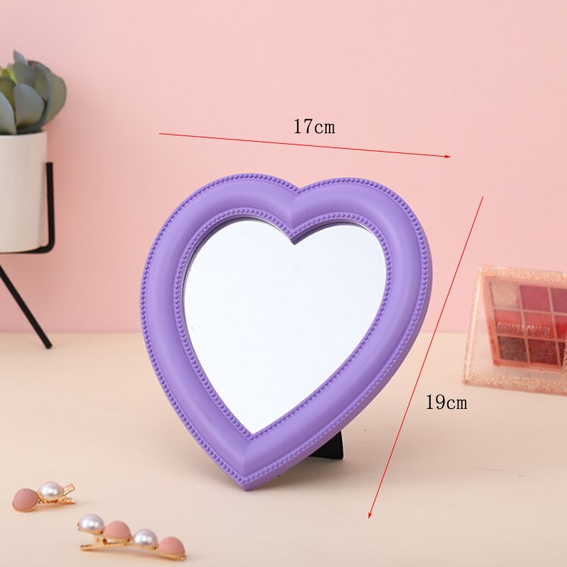 Ins Liefde Spiegel Desktop Spiegel Muur Make-Up Spiegel Gemonteerd Tweeërlei Gebruik Meisje Kamer Wanddecoratie Hartvormige spiegel: small purple