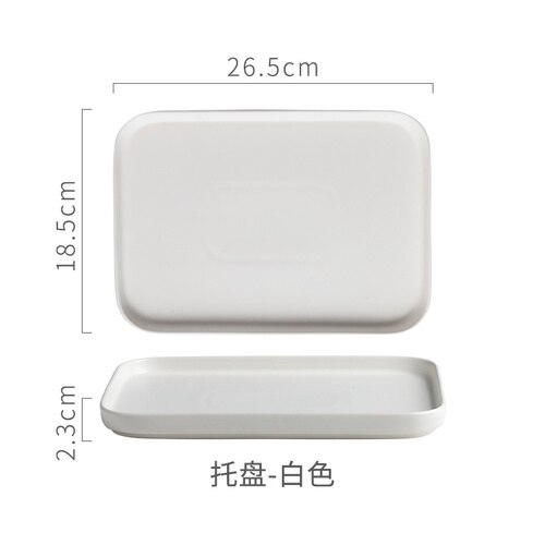 Nordic Matte Series Rectangle Ceramic Tray Sample Room Bathroom Living Room Storage Tray Bathroom Set Tray Trays Decorative: white