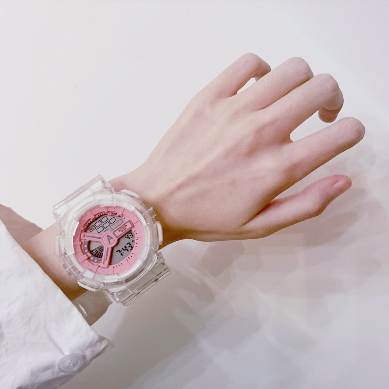 Sport montre numérique hommes femmes veilleuse LED montre Silicone électronique garçon fille montre Couple montres enfant horloge relogio reloj: pink