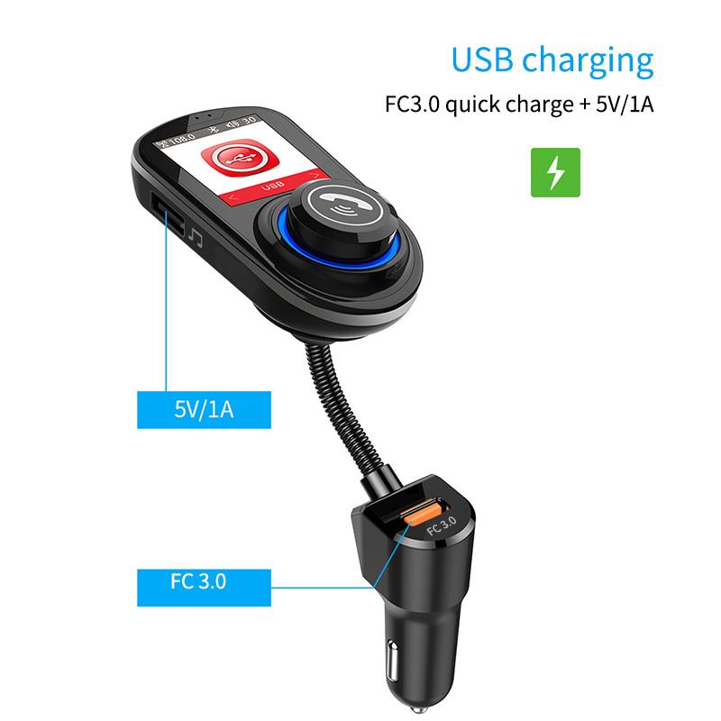 Samochodowy odtwarzacz Mp3 Bluetooth 5.0 kolorowy duży ekran bezstratnej dźwięku G45 podwójna ładowarka samochodowa USB nadajnik FM głos budzić-w górę zestaw głośnomówiący