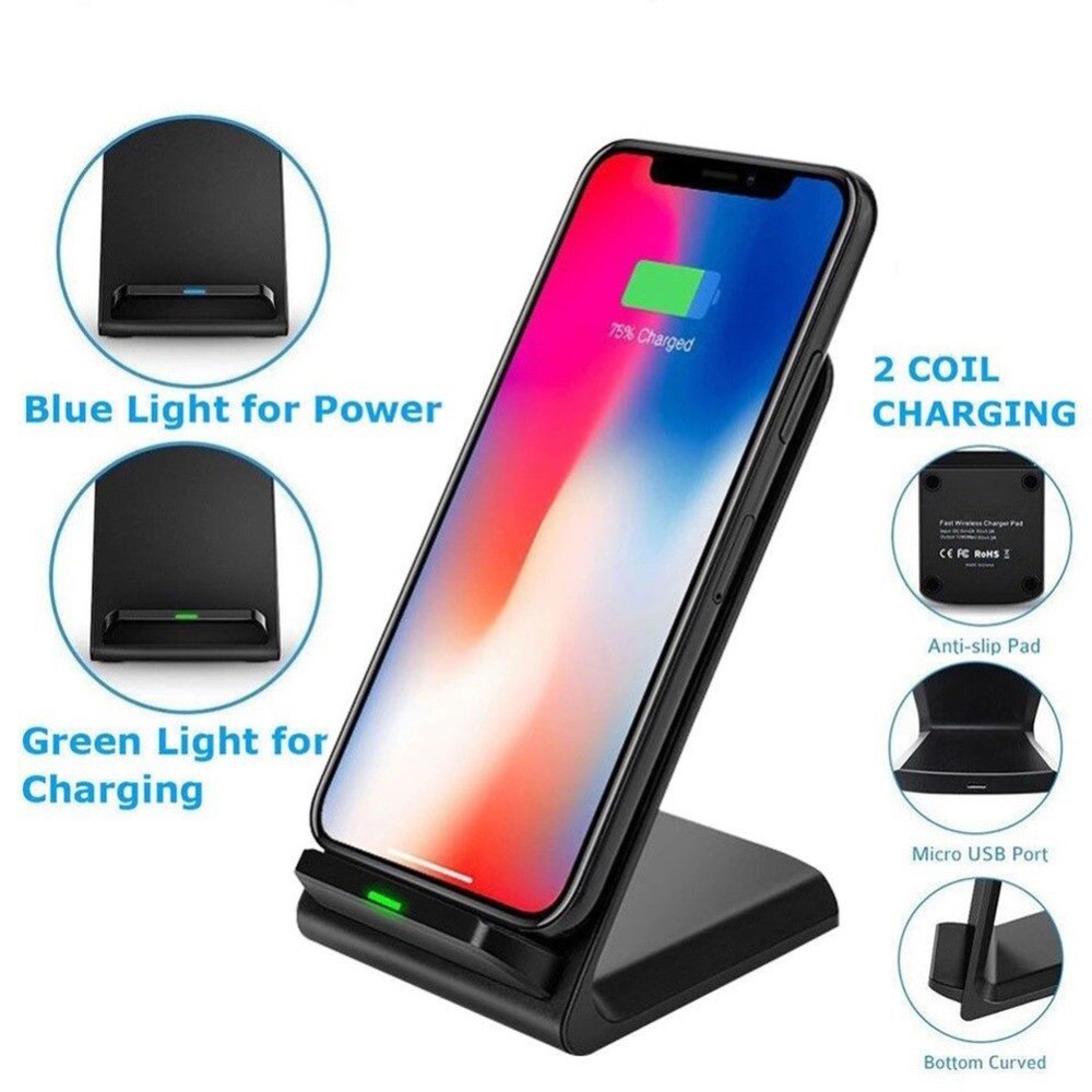 Qi trådlös laddare för samsung  s10 s9 s8 note 9 10w snabb trådlös laddningsdocka för iphone 13 13 pro 12 12 promax xs max xr x