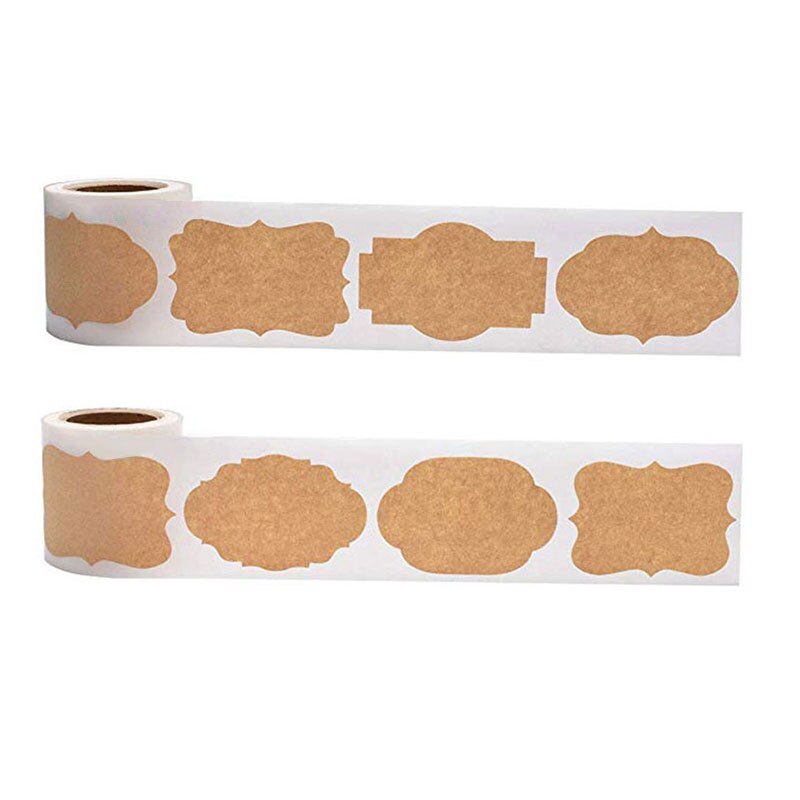 300Pcs/Roll Blank Kraft Paper Sticker Kitchen Jars Organizer Labels For Handmade Crafts Decoration Label Packaging Sticker