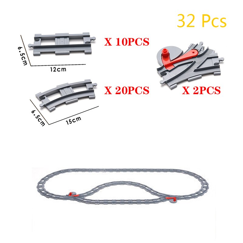 Locomotiva elettrica Pista del Treno Cabina Accessori blocchi di Costruzione di Grandi Blocchi Compatibile Con Duploed Giocattoli Per I Bambini 63PCS Giocattoli FAI DA TE: 32PCS-GD-SET6