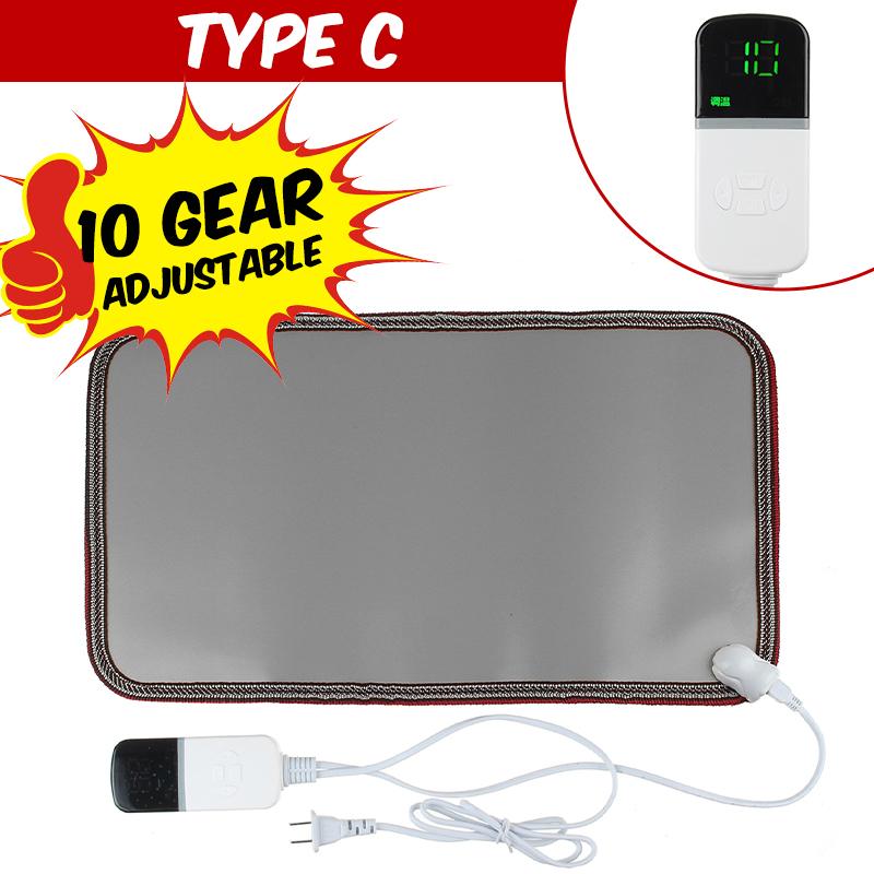 Winter Electric Foot Warmer Mat Warm Feet Thermostat Carpet Adjustable Temperature Heating Foot Mat for Home Office 10 Gear: Gray C