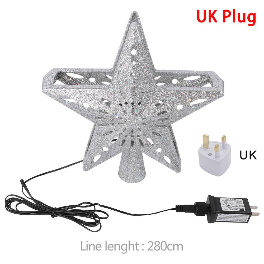 Ourwarm christmas tre topper glitter tent stjerne tre topper med justerbar roterende magisk projektor juledekorasjon: B britisk plugg
