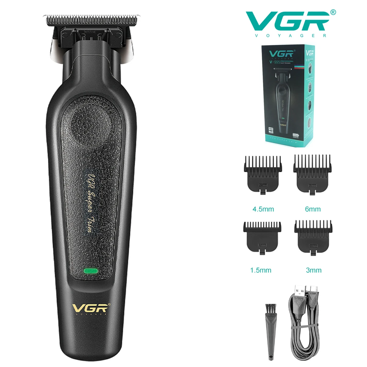 VGR Hair Trimmer Hair Cut Machine Electric T Blade Barber Clippers Cordless Rechargeable Hair Trimmer for Men V-995: GRAY