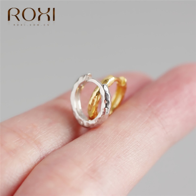 ROXI 925 Sterling Silver Simple Round Stud Earrings for Women Geometric Circle Earrings Personality Irregular Korean Earrings