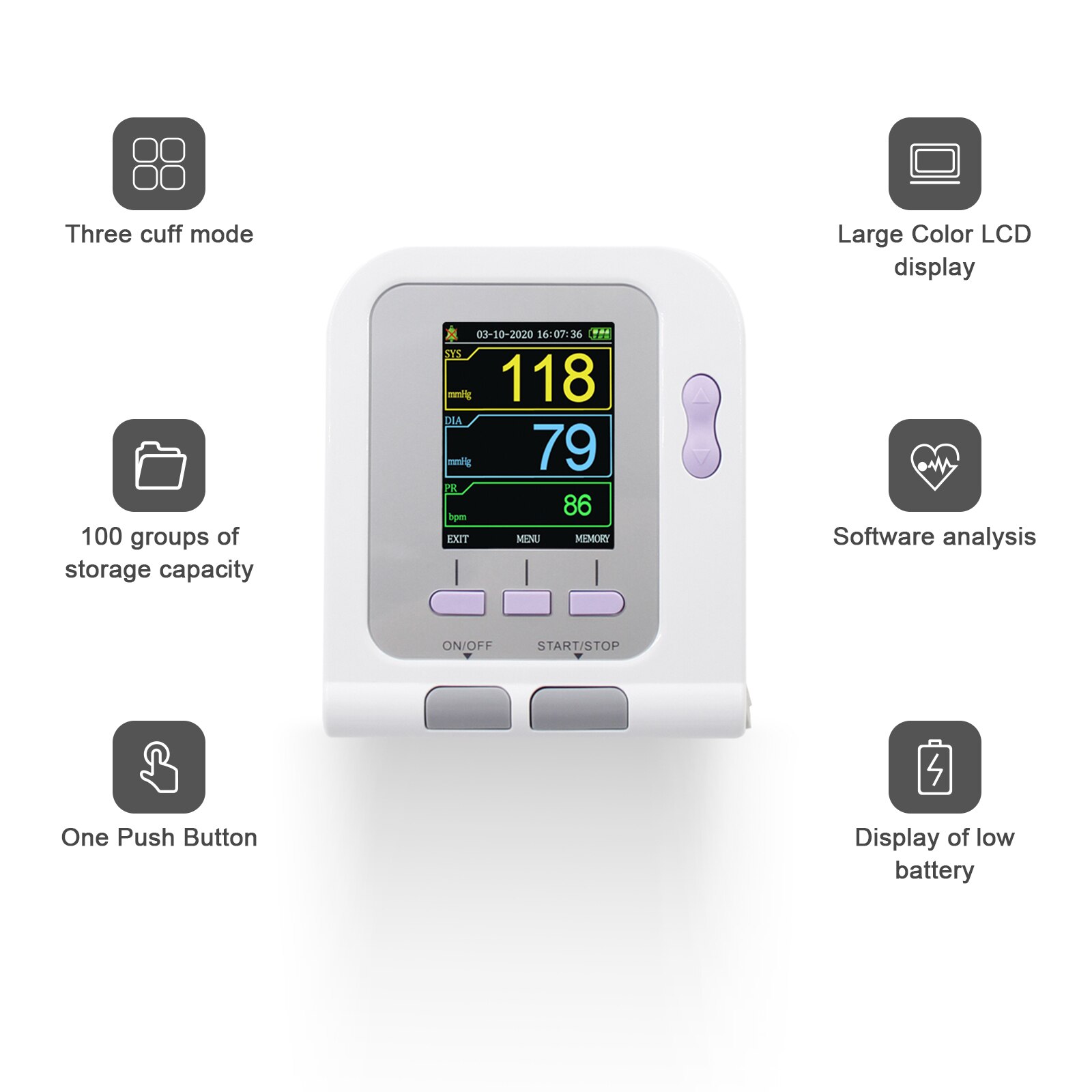 Digitale Blutdruckmessgerät CONTEC08A mit erwachsene manschette elektronische Blutdruck Monitor CE Farbe LCD Anzeige Erwachsene