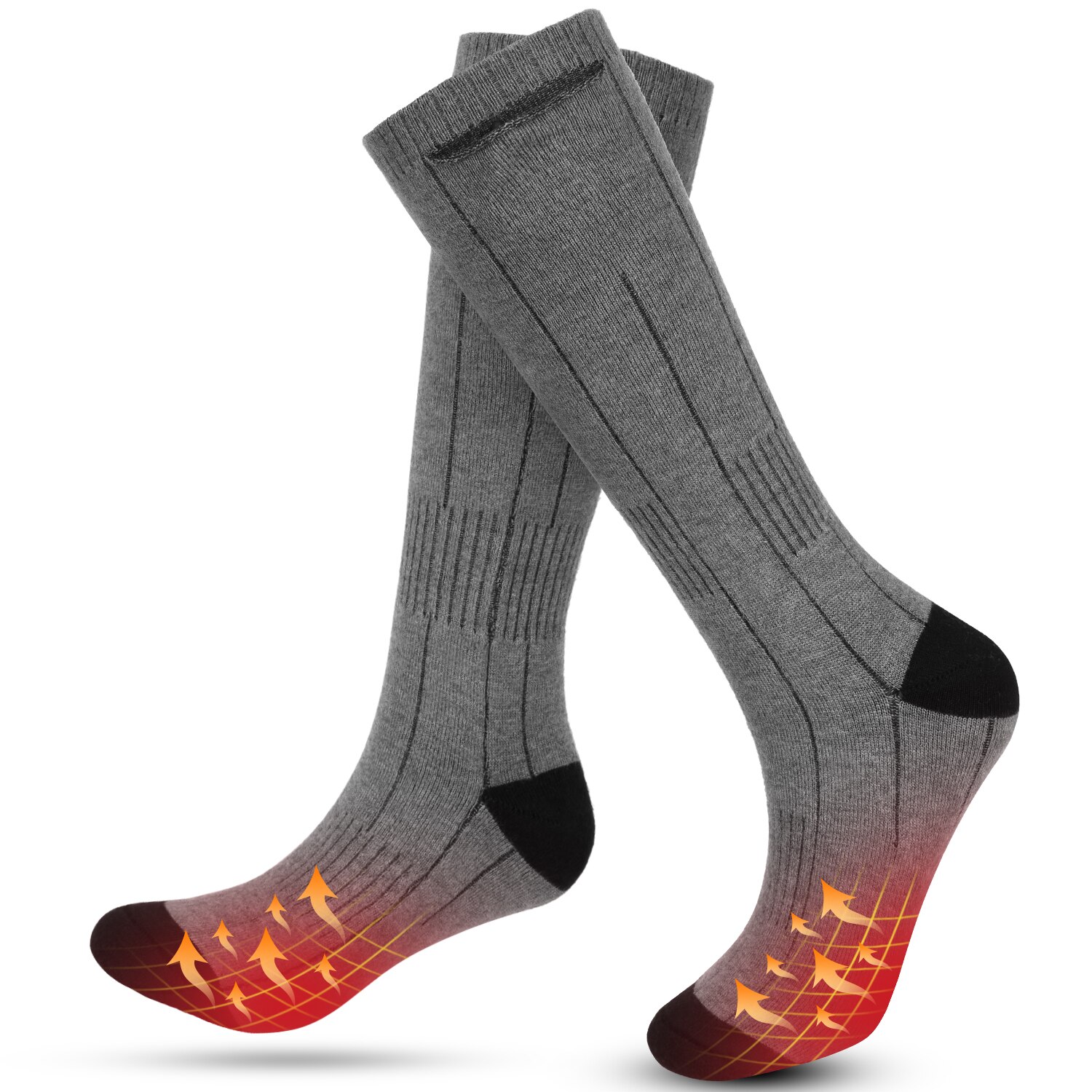 Vinter varme opvarmede sokker genopladelige elektriske varmestrømper vandtætte mænd kvinder strømpe til udendørs camping vandreture skiiing: Type 2 mørkegrå