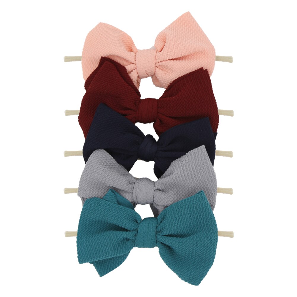 5Pcs/Lot Flower Print Elastic Nylon Band 5.9'' Big Bow Knot Headband Newborn Non-Marking Hair Accessories: mix10