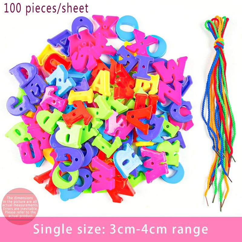 50pcs/set Geometric Figure Plastic Threading Beads Handwork Early Educational Toys Kindergarten Crafts Beads Toys