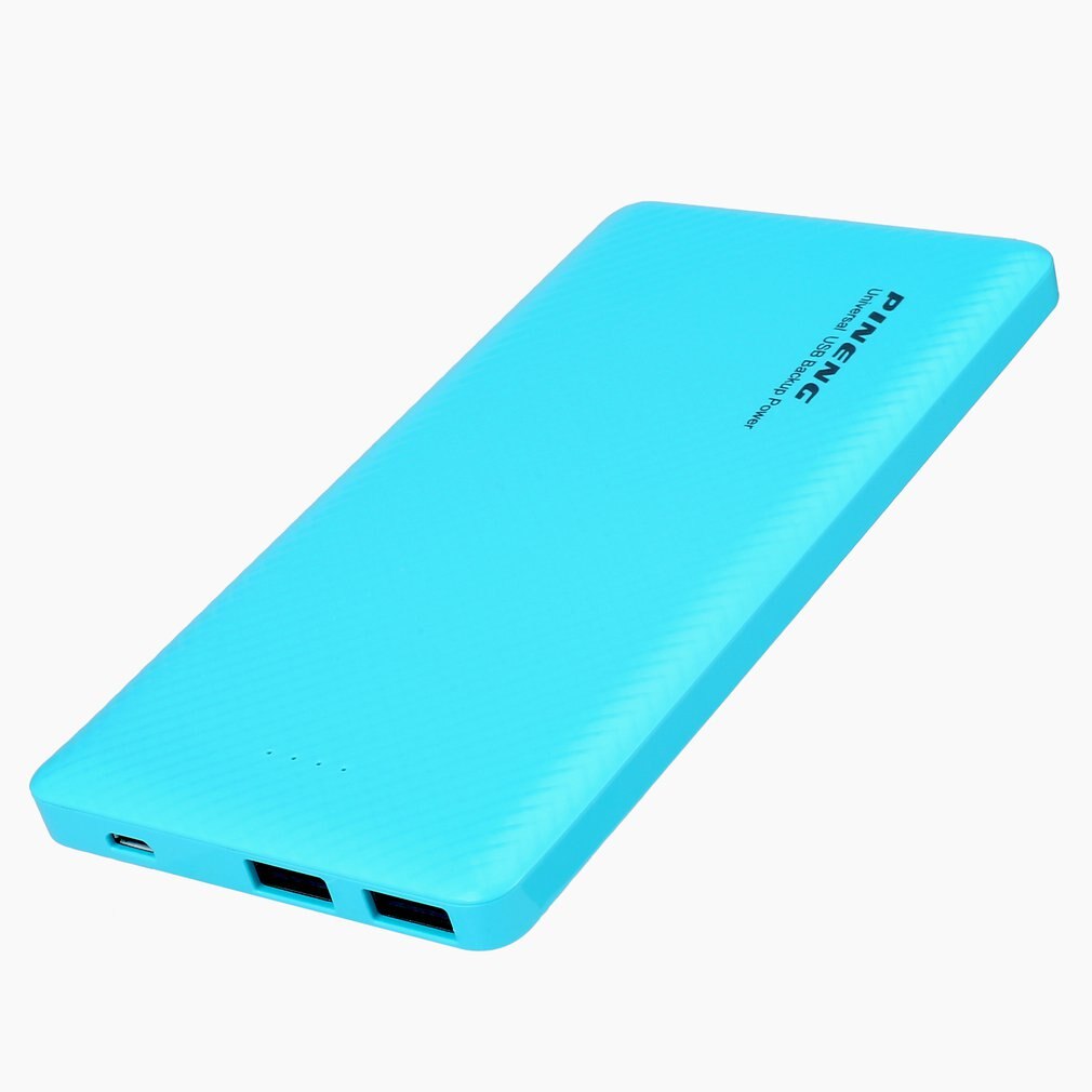 10000mAh Large Capacity Dual USB External Power Bank Battery Power Supply Charger With LED Indicator for Smartphone: blue