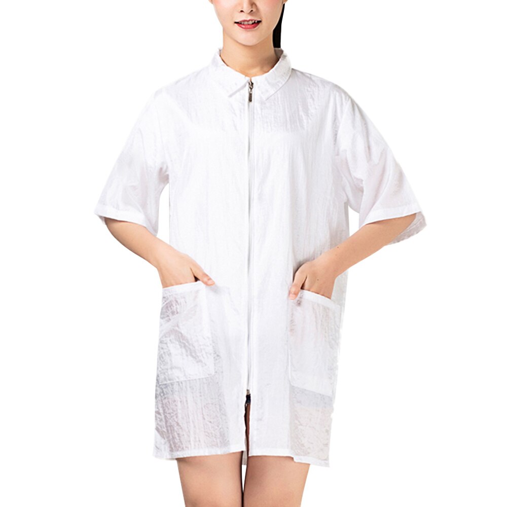 Waterproof Hairdresser Uniform Beauty Technician Overalls Salon Suit Hair Dyeing Clothes (White Size M)
