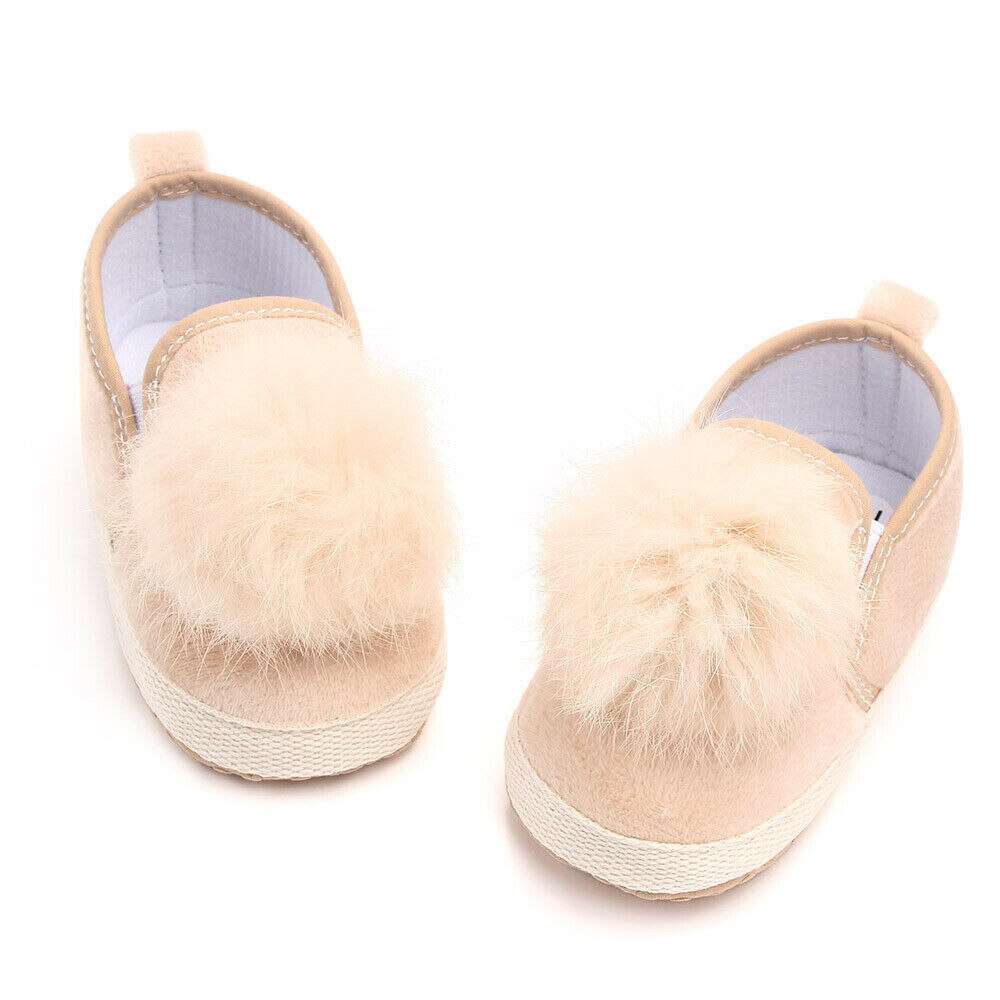 Toddler nyfödd baby flicka mjuk sula spjälsäng skor halkskydd vagn prewalker sneakers 3 färger: Aprikos / 7-12 månader