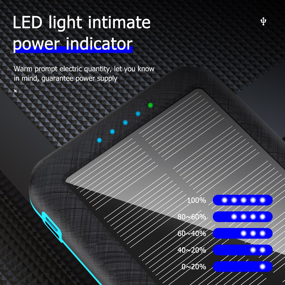 Banca di energia solare Wireless 80000mAh 3 porte usb caricabatterie rapido Qi per Smartphone lampada portatile a doppio foro per banca di potere portatile