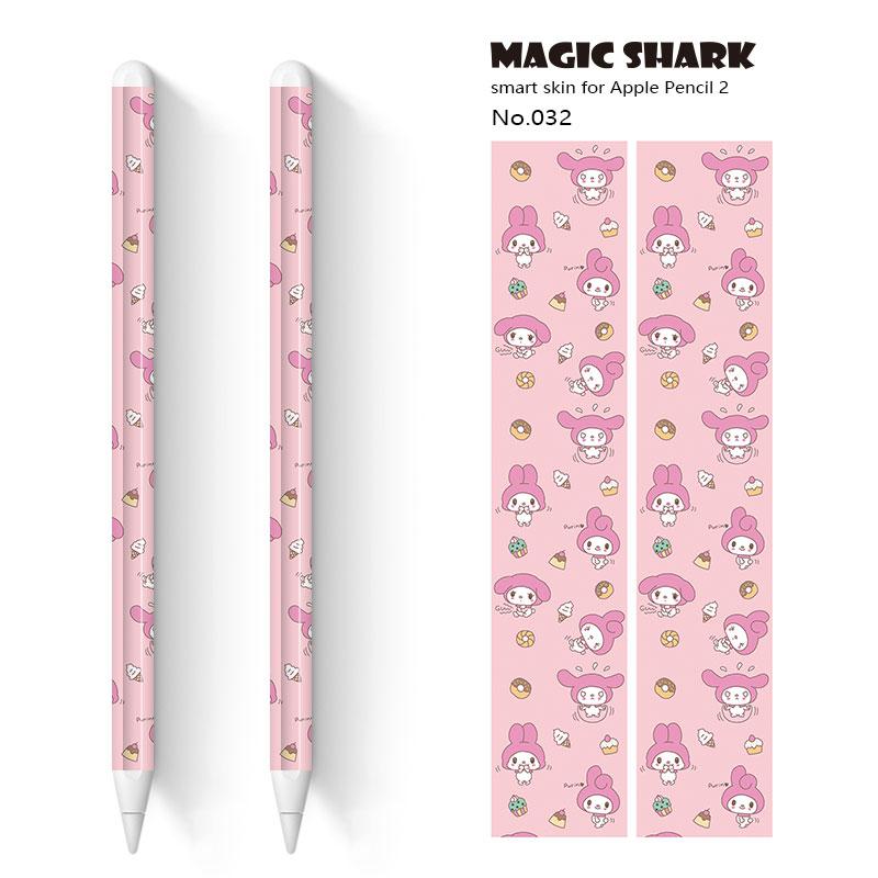 Tubarão mágico 2 pçs/lote bonito crayon shinchan panda urso toque caneta stylus adesivo película de pele papel protetor para apple lápis 2: 032