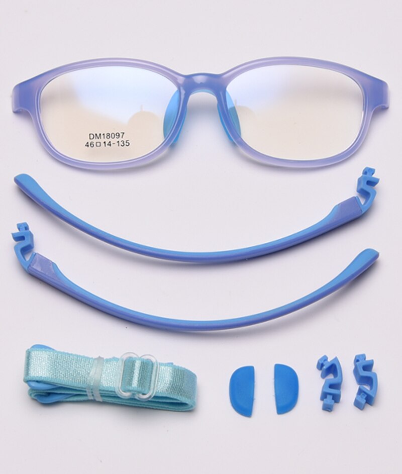 Peekaboo silicone square glasses for kids TR90 frame blue pink girl optical glasses frame for children accessories for students: light purple frame