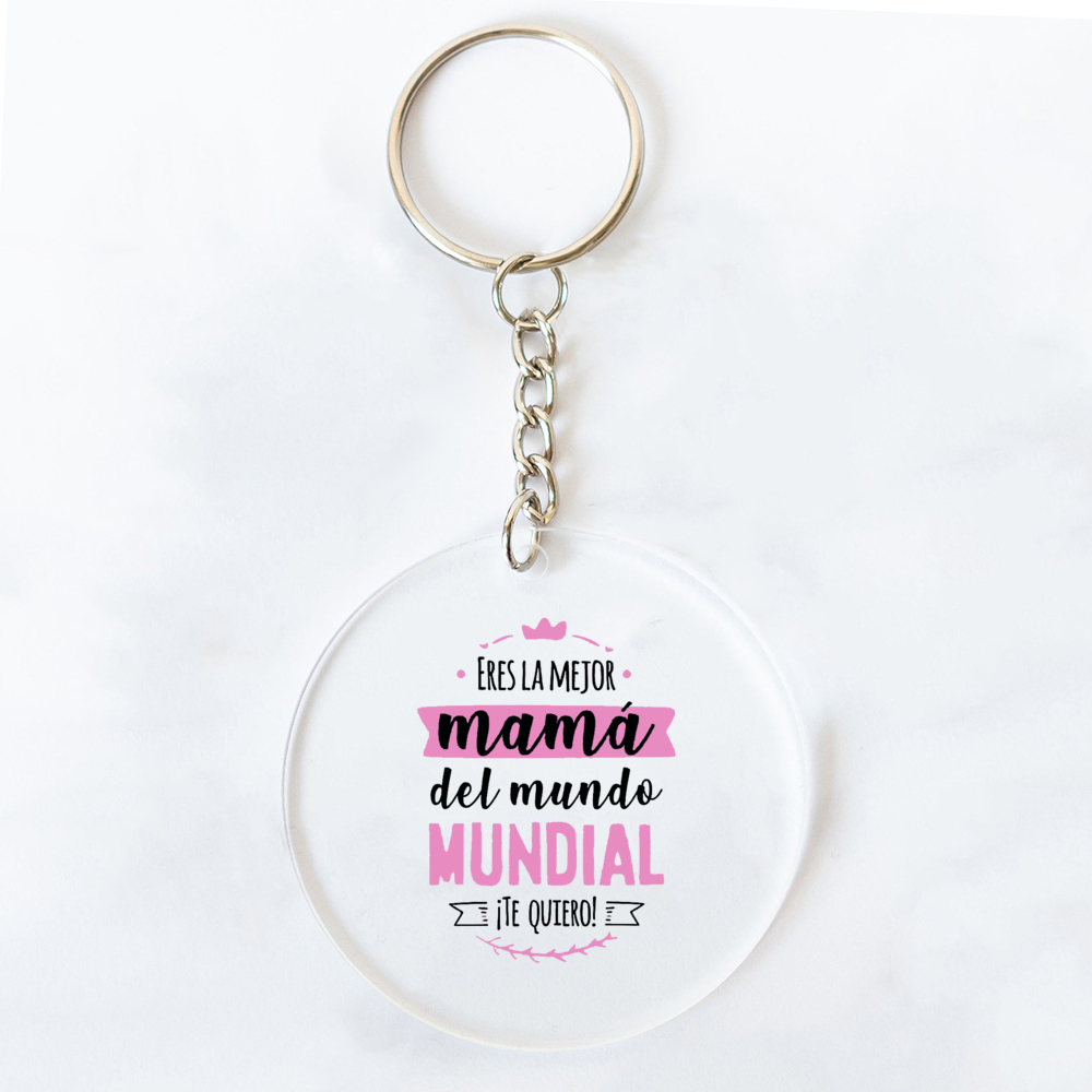 Best Mom in The World Spanish Printed Key Chains Keychain Acrylic Keyring Mama Key Ring Mother's Day Birthady for Mother: light green
