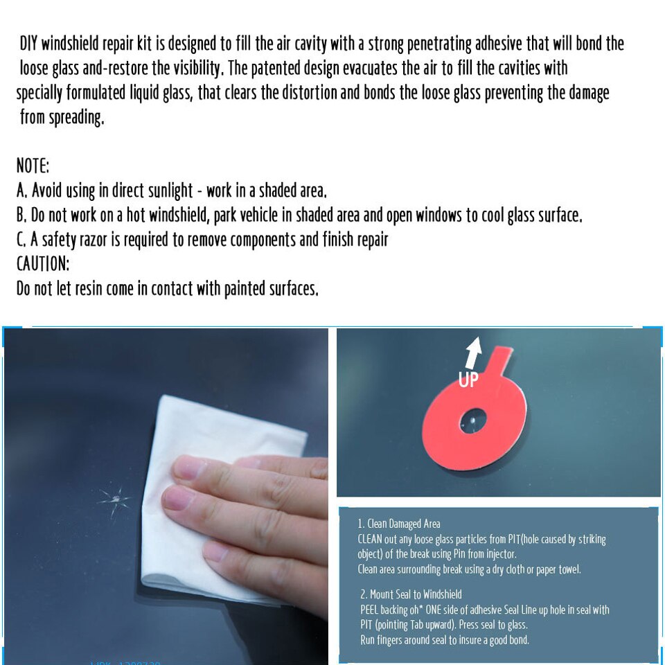 Bilglas forrude reparationssæt