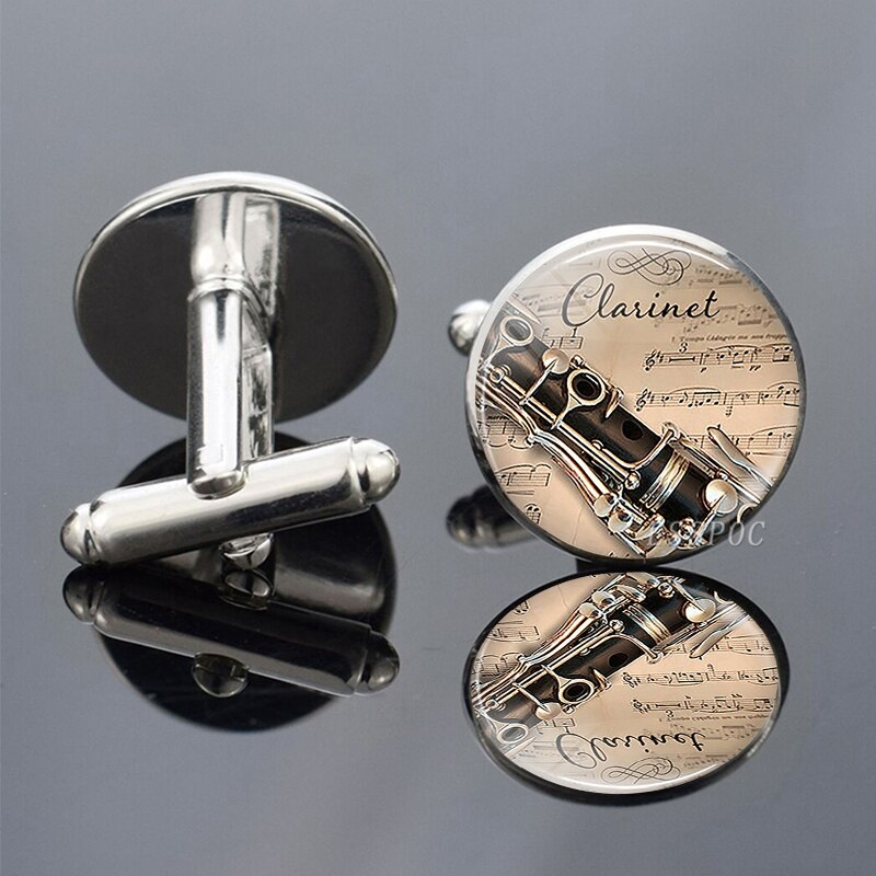 Musical Instruments Piano Flute Violin Guitar Music Symbol French Shirt Cufflinks for Men Wedding Cufflinks Cuff Links: size 4