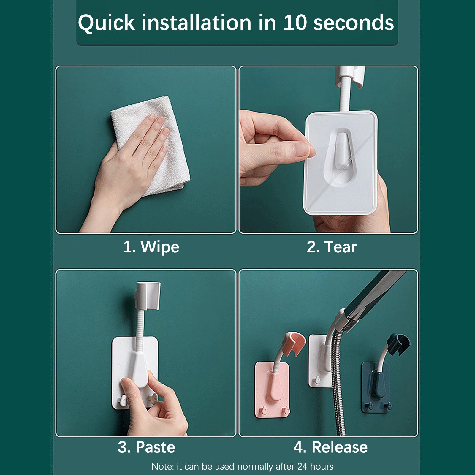 Shower Head Handset Holder Chrome Wall Mount Bathroom Universal Suction Bracket Shower Head Holder Supplies #YL10