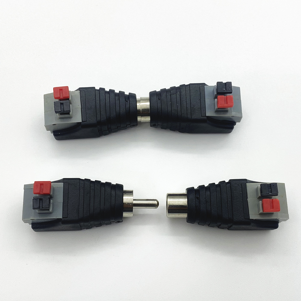 2 stks/partij RCA Audio Speaker Connector RCA Stekker Vrouwelijke Jack Draad Soldeervrije Press-on Lente Terminal Audio AV kabel Adapter