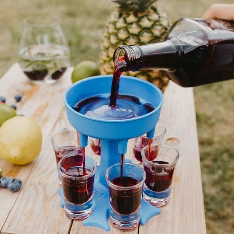 Mintiml fusil de chasse distributeur de verre à 6 coups et support/transporteur Caddy distributeur d'alcool de fête jeux à boire verres à liqueur: Blue