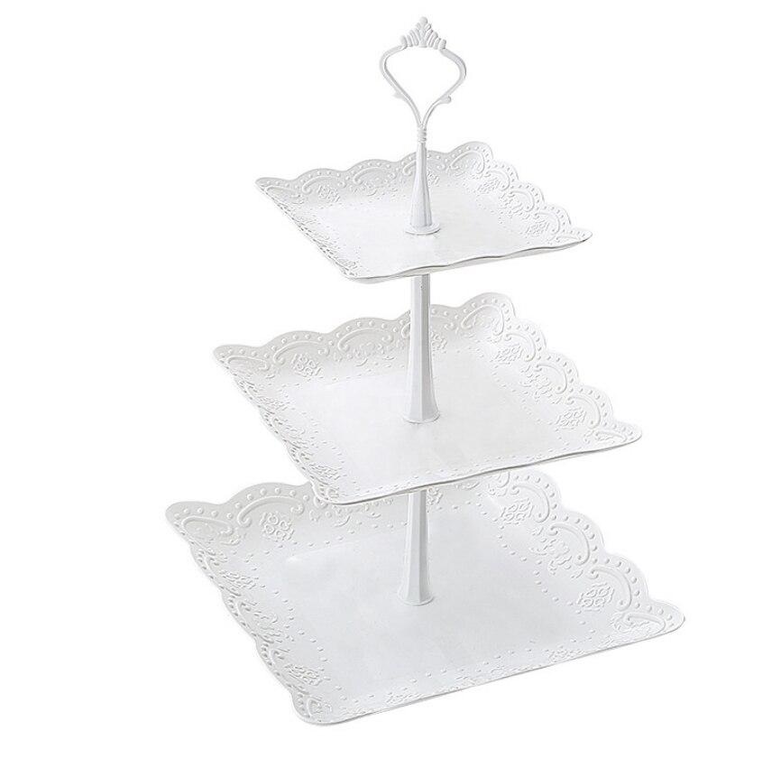 Soporte de cartón de 3 niveles para cupcakes, tartas y muffins, soporte para comida, de cumpleaños y bodas: Square