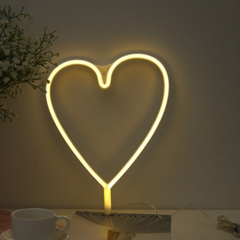 kreative LED Neon- Zeichen Licht Ebene bilden Wasserdichte Lampe für Zimmer Zauberstab Dekor Hochzeit Dekoration Weihnachten Schild Nacht Lichter: Herz / Rosa hell