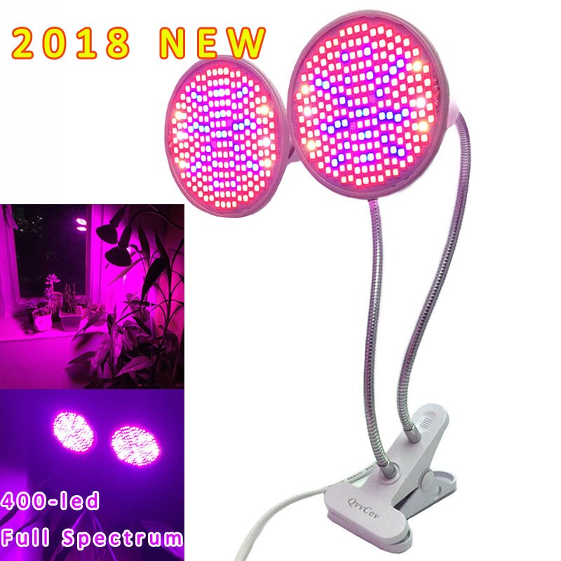 Full spectrum Dual Head 200 LED Plant Flower Grow Light Lamp red blue UV IR Lights clip for Veg Indoor E27 Green house: Dual lamp / US